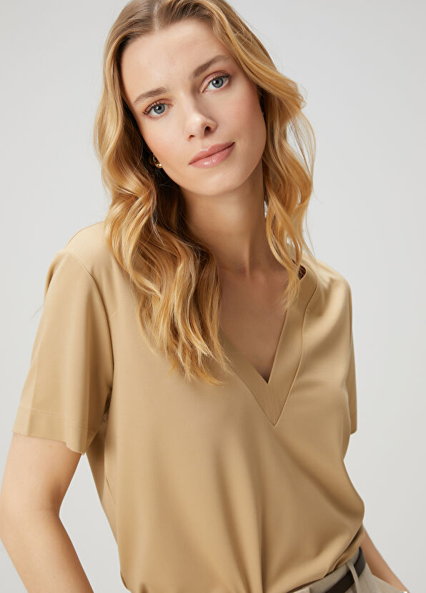 Beymen Club Beige Basic T-Shirt - 2
