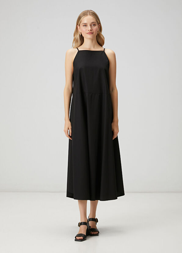Beymen Club Black A-Line Maxi Poplin Dress - 1