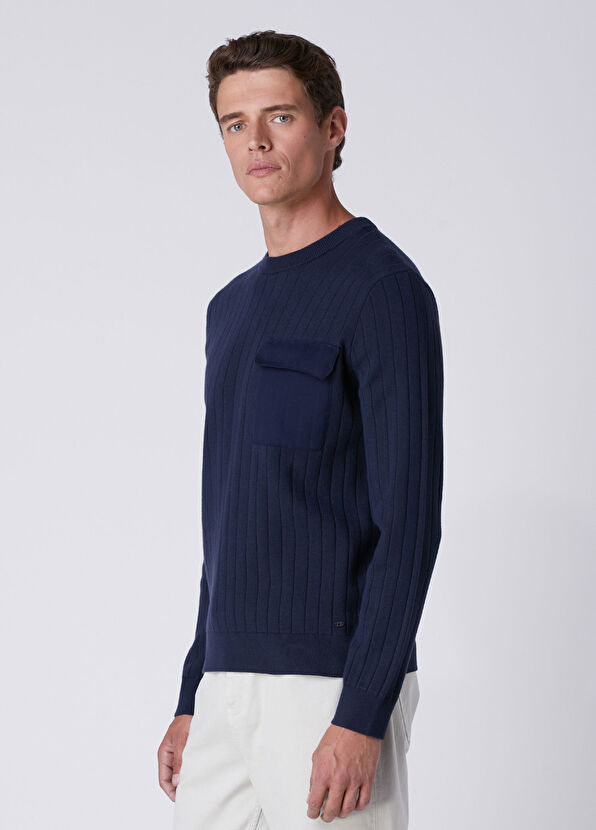 Beymen Club Navy Blue Gabardine Pocket Sweater - 4