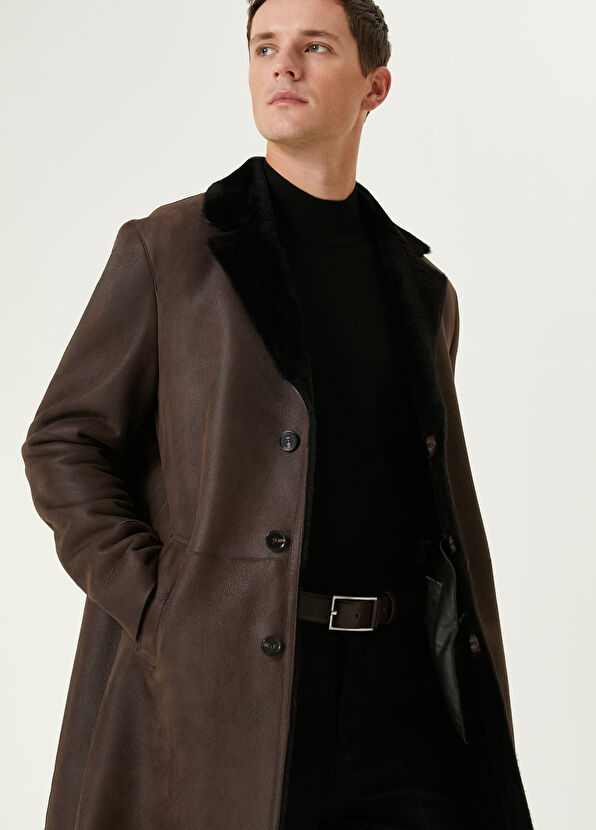 Beymen Club Kahverengi Yakası Shearling Kuzu Kürkü Kaban - 2