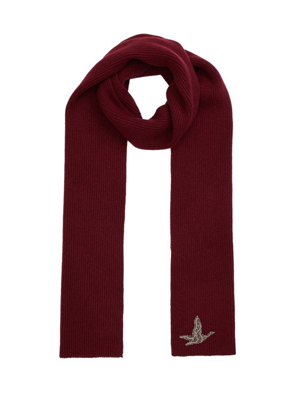 Beymen Club Burgundy Goose Embroidered Women's Wool Scarf - 2