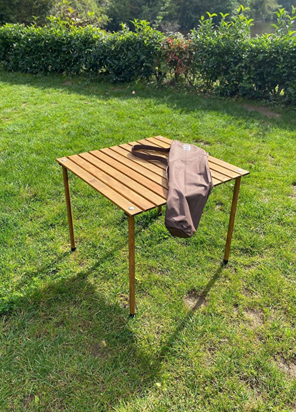 Bag The Joy Wooden Brown Foldable Camping Table 60x60x55 cm - 3