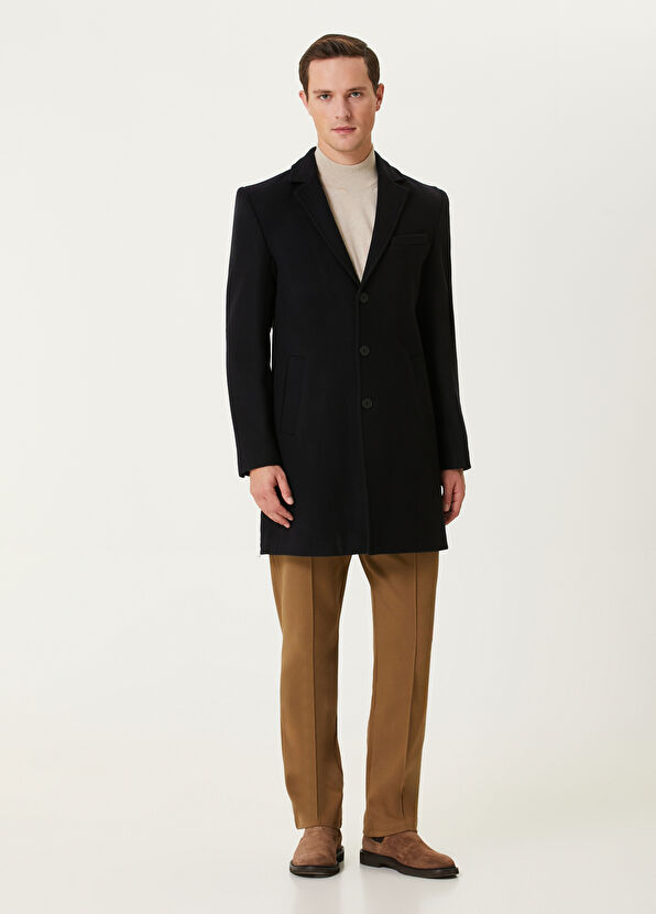 Beymen Club Lacivert Yün Kaşe Palto - 4