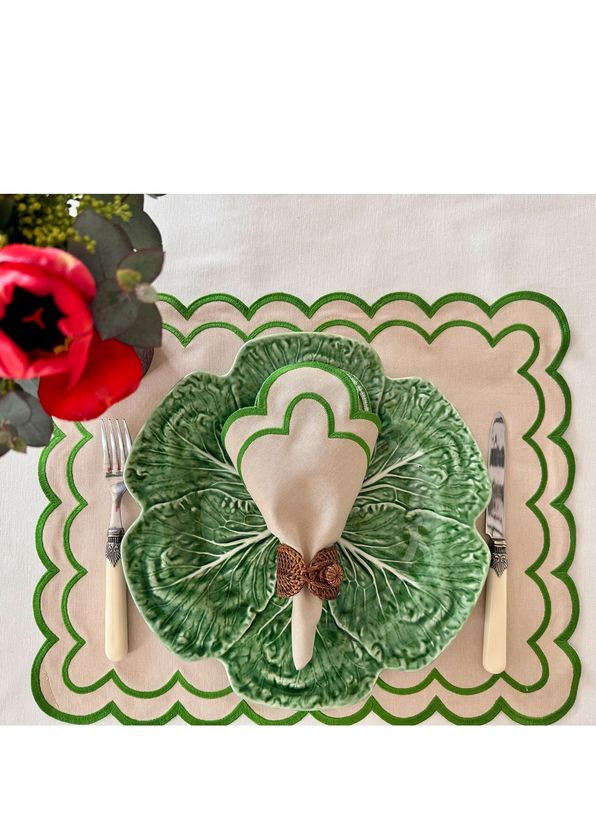 Homes & Seasons Florence Yeşil Bej Amerikan Servis ve Peçete Seti - 3