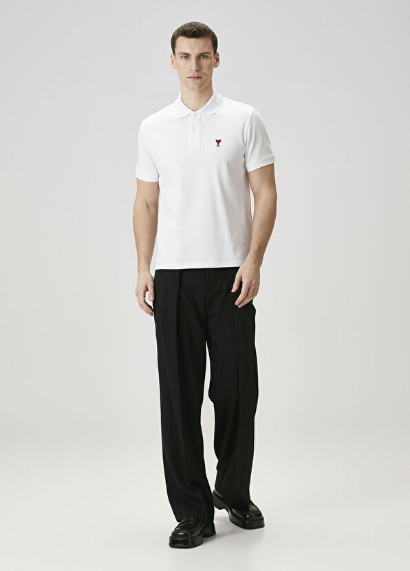 Ami Paris White Organic Cotton Polo T-Shirt - 2
