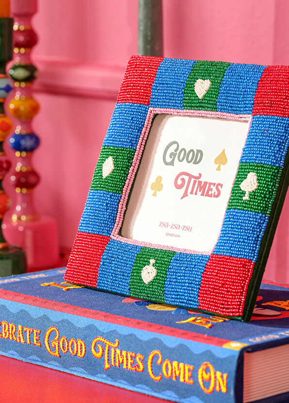 Zsa Zsa Zsu Dadrı Colored Glass Bead Wooden Frame 17 x 17 cm - 2