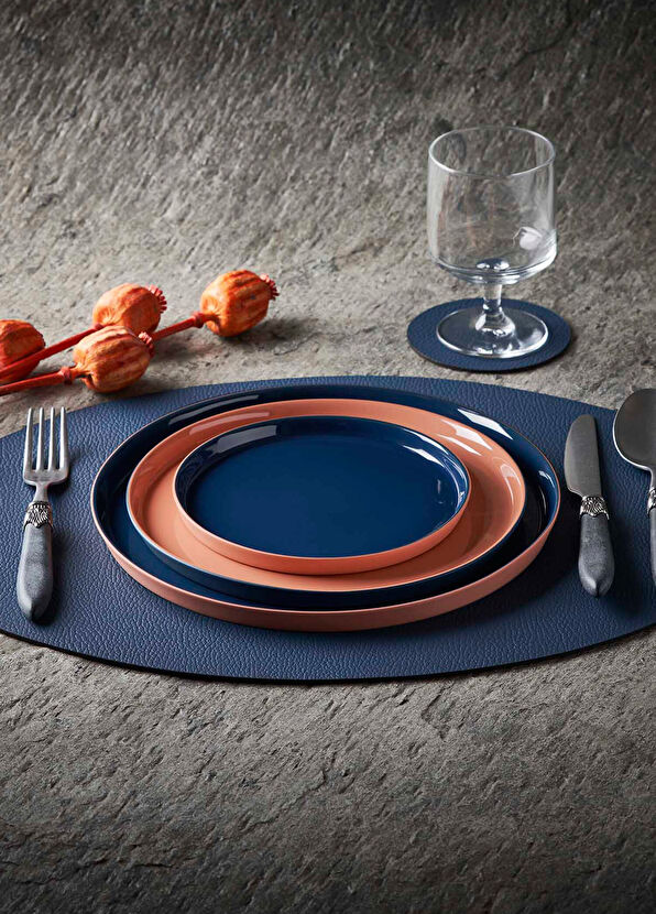 Esma Dereboy Cobalt Oval Leather Placemat - 2