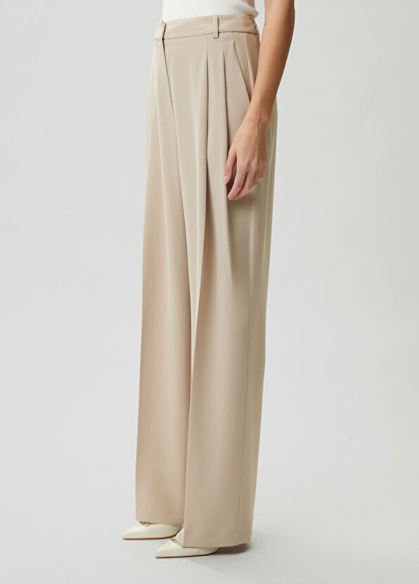 Beymen Club Beige crepe palazzo trousers - 2