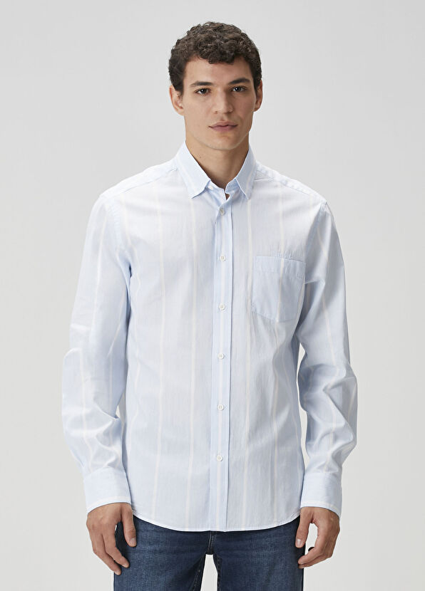 Beymen Club Comfort Fit Light Blue Striped Shirt - 3