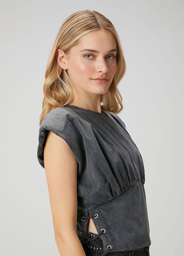 Beymen Club Anthracite T-shirt with Tie - 2