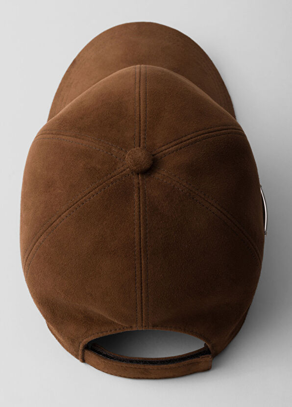 Prada Kahverengi Süet Erkek Beyzbol Şapkası - 2