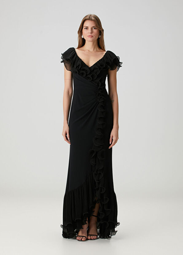 Leandra Siyah Maksi Abiye Elbise - Görsel 2