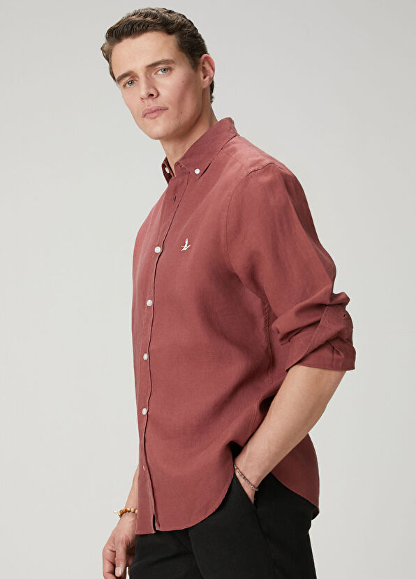 Beymen Club Dusty Rose Comfort Fit Linen Shirt - 2