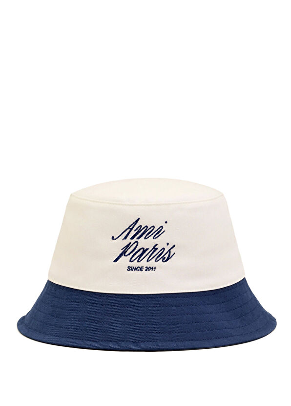 Ami Paris Navy Blue White Men's Hat - 1