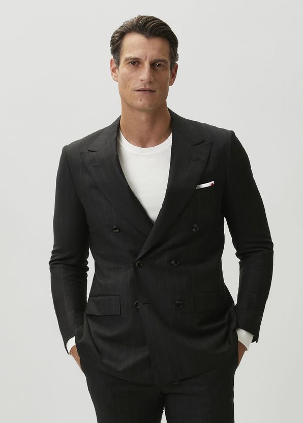 Kiton Black Stripe Pattern Wool Suit - 2