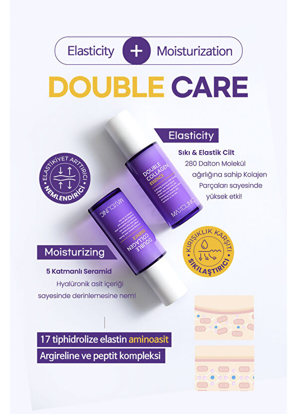 Maxclinic Düşük Moleküllü Kolajen İçeren Kırışıklık Karşıtı Esans MAXCLINIC Double Collagen Essence Serum 50 ml - 2