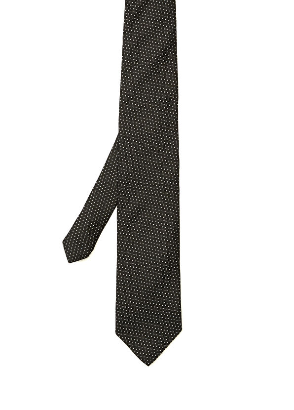 Beymen Club Siyah Kontrast Mikro Desenli İpek Kravat - 1