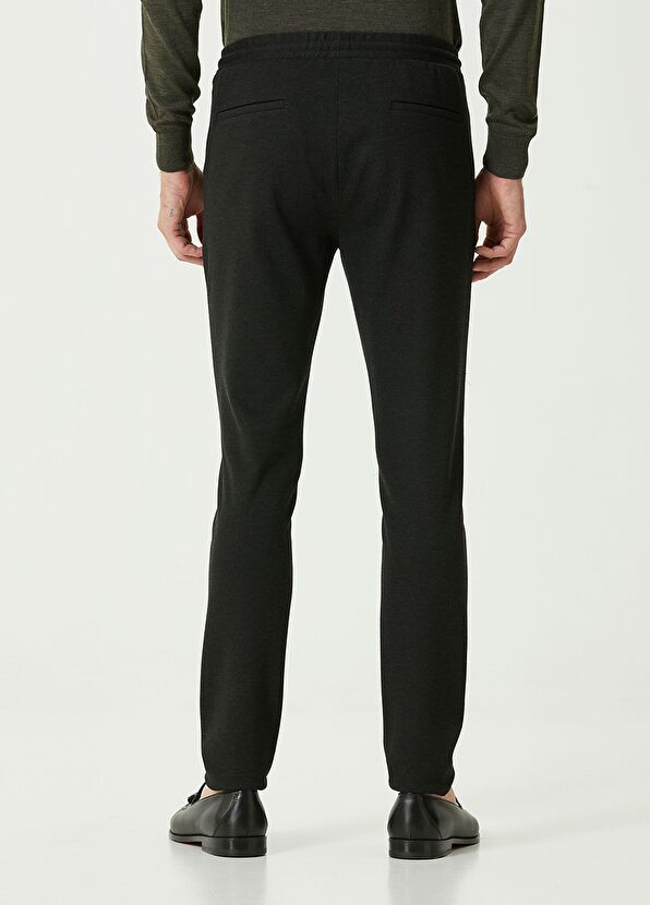 Antrasit Beli Kordonlu Tek Pilili Jersey Pantolon - Görsel 4