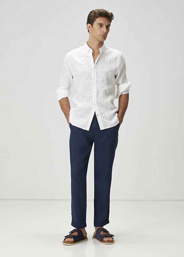 Beymen Club Navy Blue Linen Trousers - 1