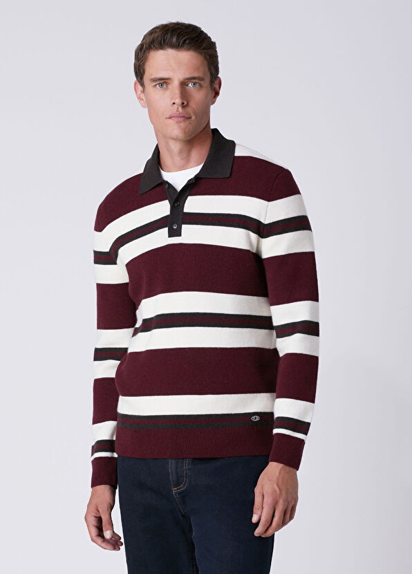 Beymen Club Mürdüm Polo Yaka Colorblocked Yün Triko - 4
