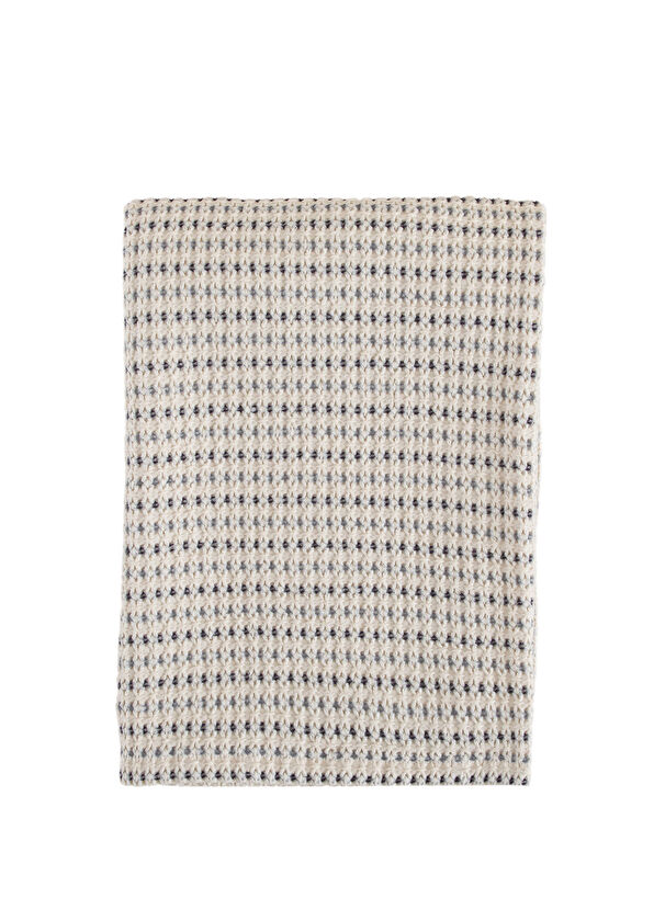 Chakra Ramos White Marine Blue Cotton Sofa Shawl 140 x 190 cm - 1