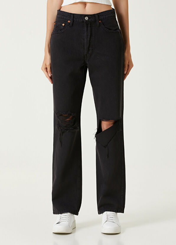 Re/Done Siyah Loose Leg Jean Pantolon - 2