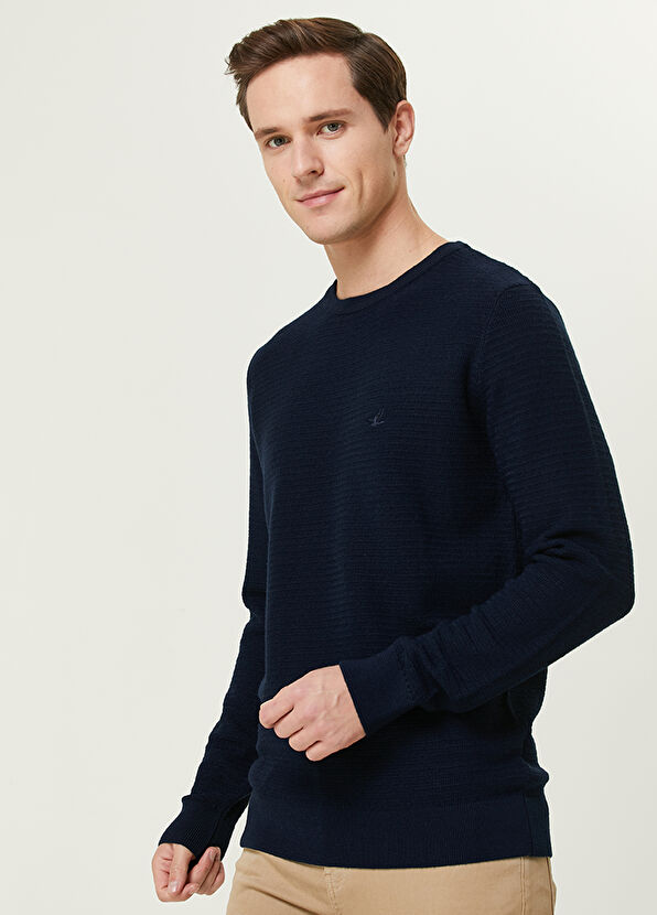 Beymen Club Navy Blue Textured Wool Sweater - 2