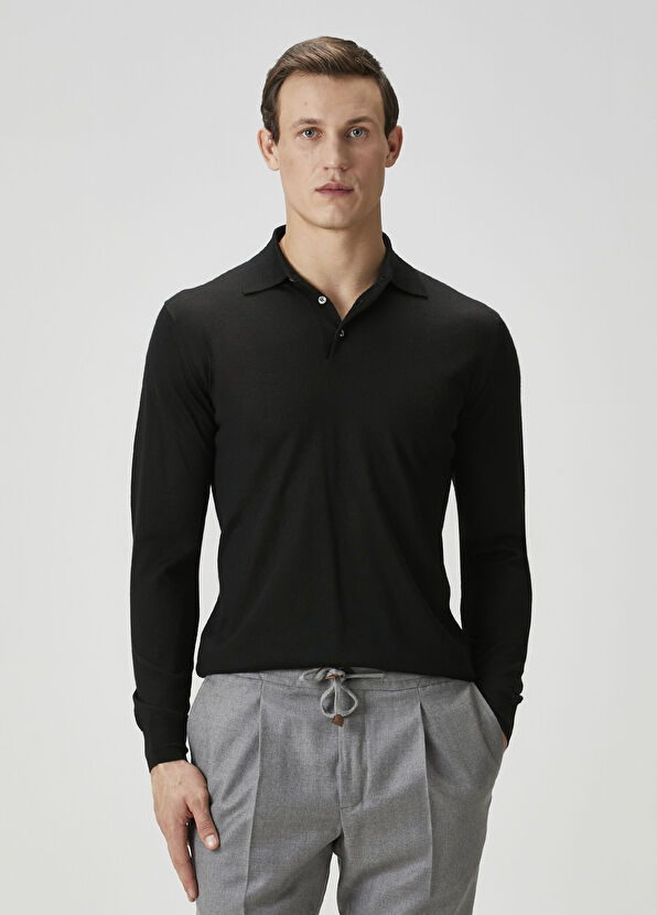 Fedeli Siyah Polo Kaşmir Triko - 1
