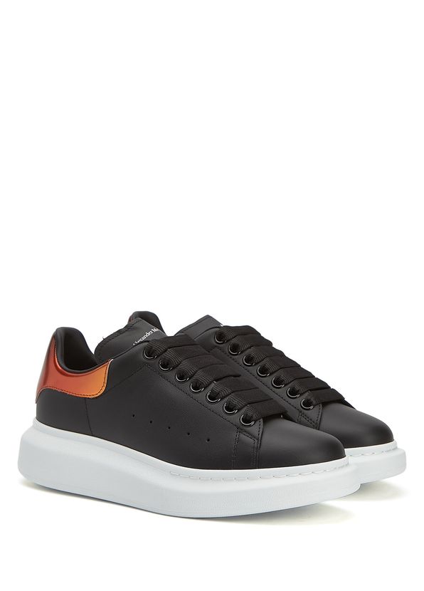 McQueen Oversized Siyah Turuncu Kadın Deri Sneaker - 2
