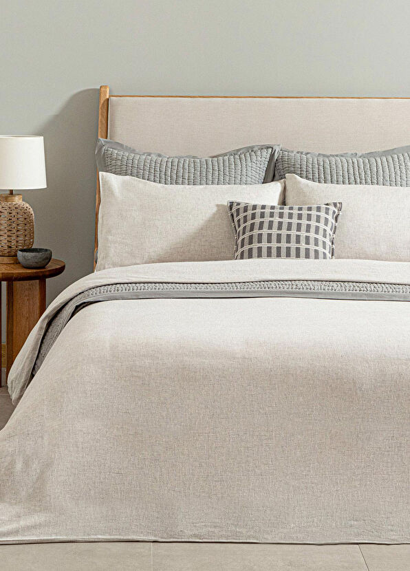 Chakra Mattia Beyaz Gri Pamuklu King Size Nevresim Seti 230 x 220 cm - 1