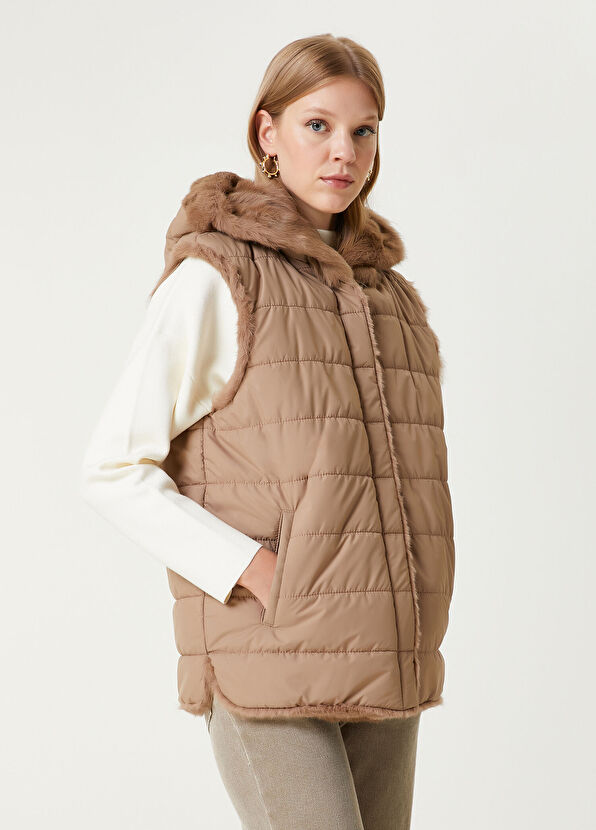 Beymen Club Bej Kapüşonlu Çift Taraflı Yelek - 4