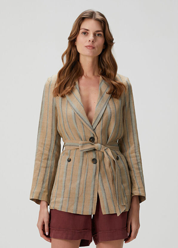 Diega Çok Renkli Keten Ceket - 1