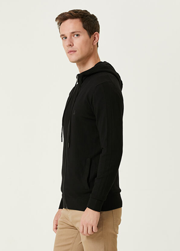 Beymen Club Siyah Kapüşonlu Basic Hırka - 4