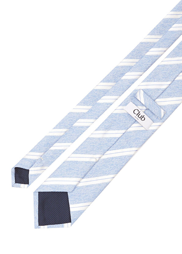 Beymen Club Linen Tie With Blue Line Pattern - 2