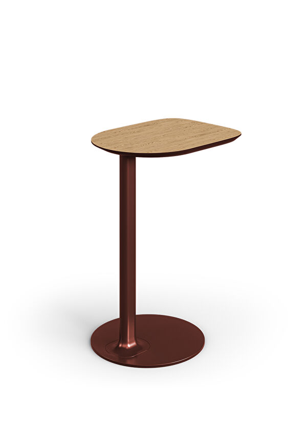 Borbo Como Burgundy Metal Legged Natural Wood Veneer Side Table - 2