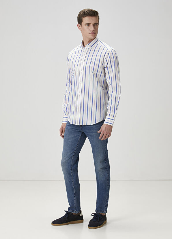 Beymen Club Comfort Fit Beyaz Çizgi Desenli Gömlek - 2