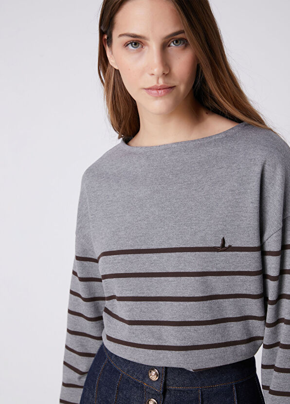 Beymen Club Grey Brown Striped Sweatshirt - 4