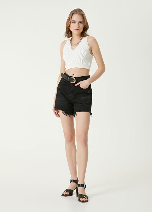 Beymen Club Kırık Beyaz Crop Triko Atlet - 3