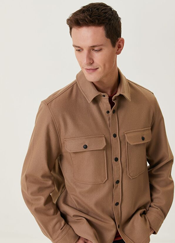 Beymen Club Beige Wool Outer Shirt - 2