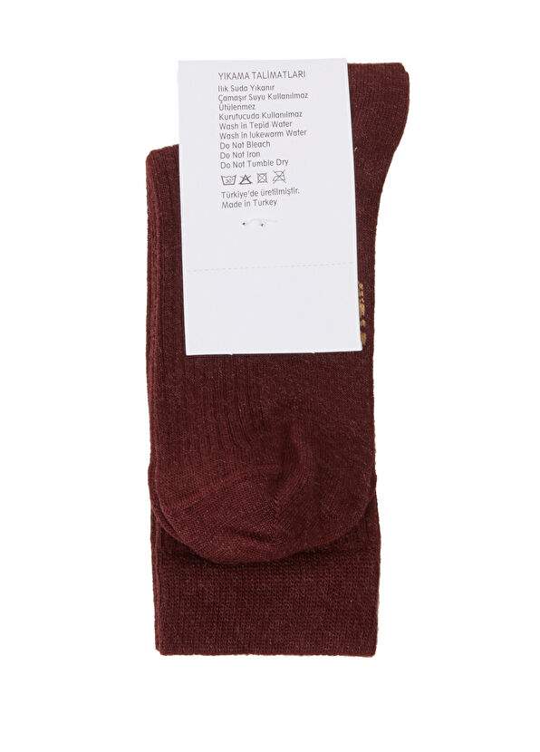 Beymen Club Burgundy Women's Silk Blend Socks - 2