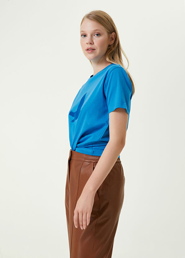 Beymen Club Mavi Bisiklet Yaka Tonal Logolu T-shirt - 4