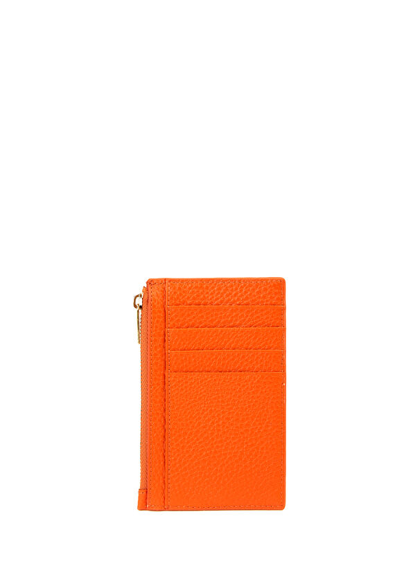 Beymen Club Orange Zippered Women's Leather Card Holder - 2