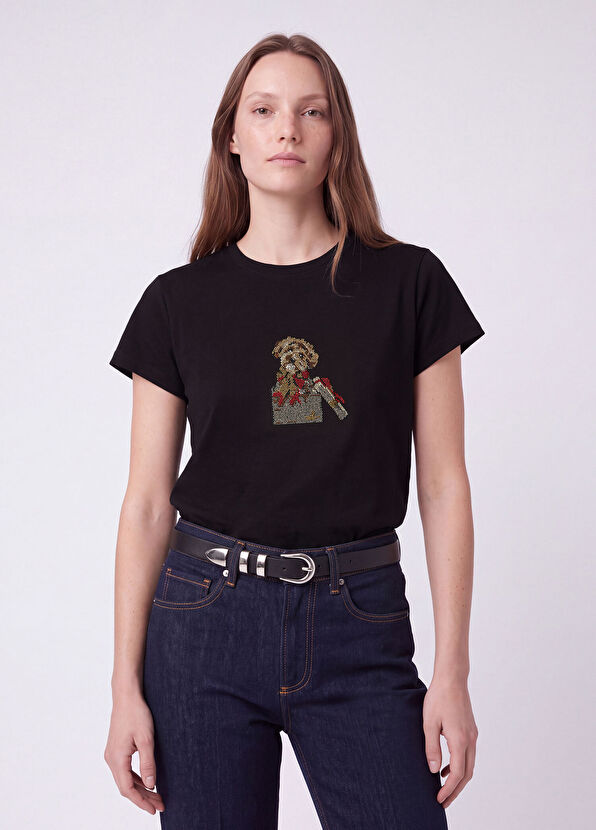 Beymen Club Fitted Siyah Hotfix Köpek T-shirt - 3