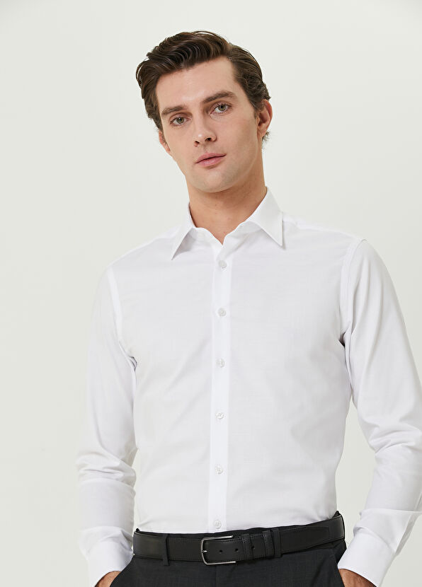 Beymen Club Slim Fit Beyaz Twill Non-Iron Gömlek - 2