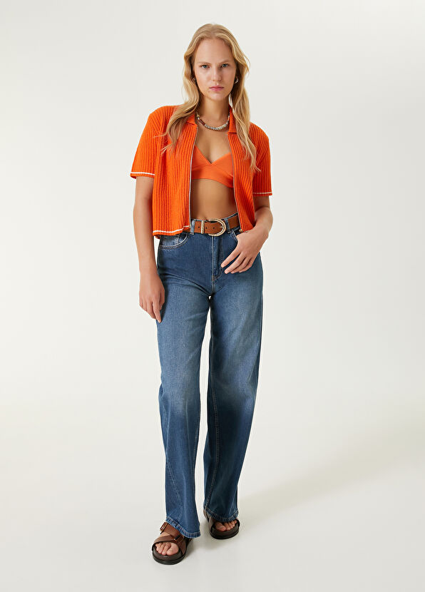 Beymen Club Orange Terry Textured Crop Cardigan - 2