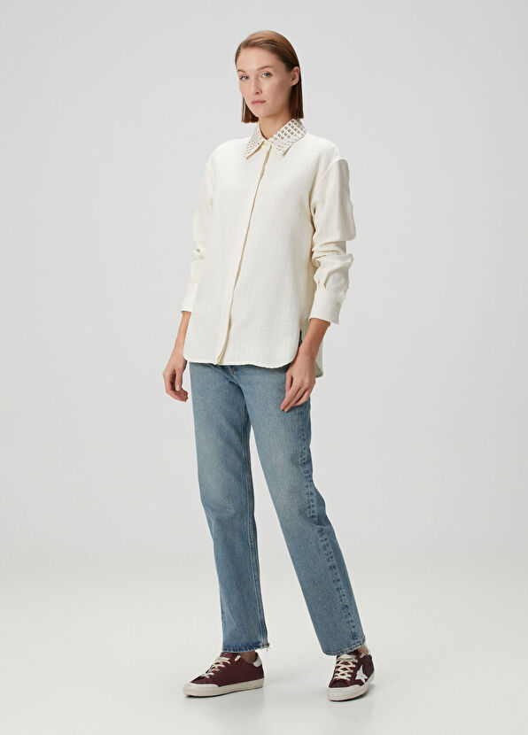 Golden Goose Krem Taş İşlemeli Gömlek - 2