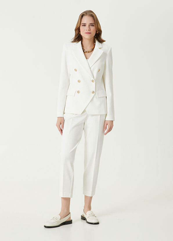 Beymen Club Off White Double Breasted Blazer - 3