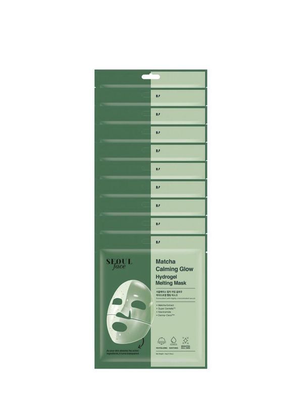 Dermal Seoul Face Matcha Yatıştırıcı Işıltı Veren Eriyen Glow Hidrojel Kore Maskesi 10 x 34 gr - 1
