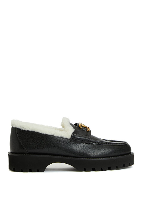 VLogo Siyah Kadın Deri Loafer - Görsel 3