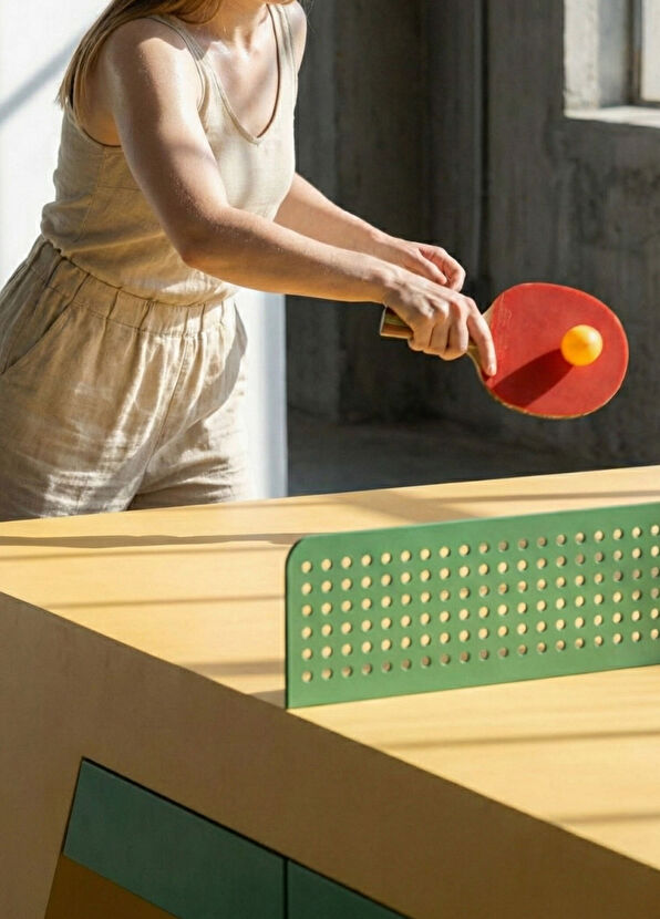 Resim Bounce Sarı Ahşap Çekmeceli Masa Tenisi 